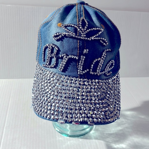 Accessories - BRIDE bling denim ball cap